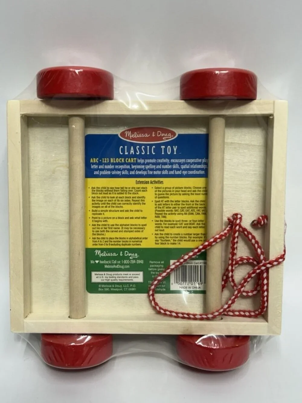 Melissa & Doug Classic ABC 123 Wooden Block Cart New Sealed in Plastic 30 Blocks